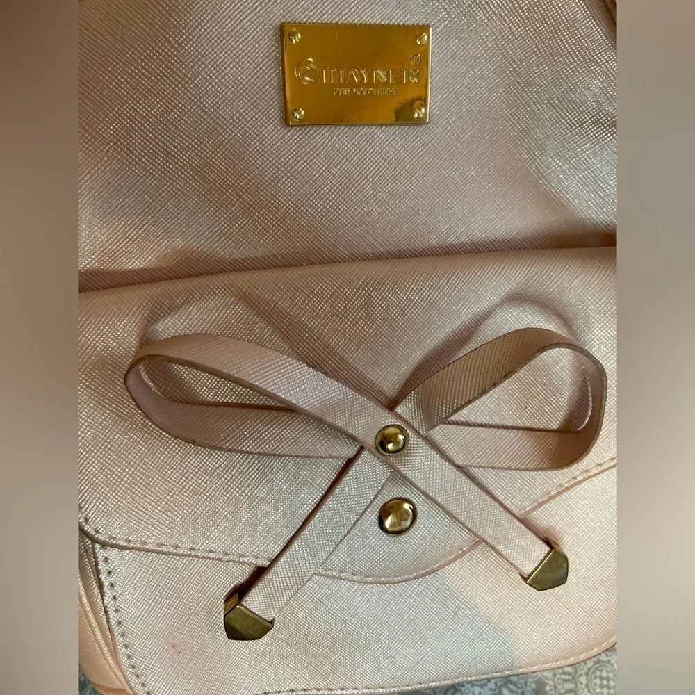 I Ihayner~Sweet Light Pink Bowknot Faux Leather Mini Backpack/Purse~Poly Lining~